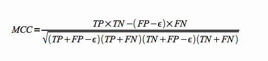 An equation for Matthews correlation coefficient